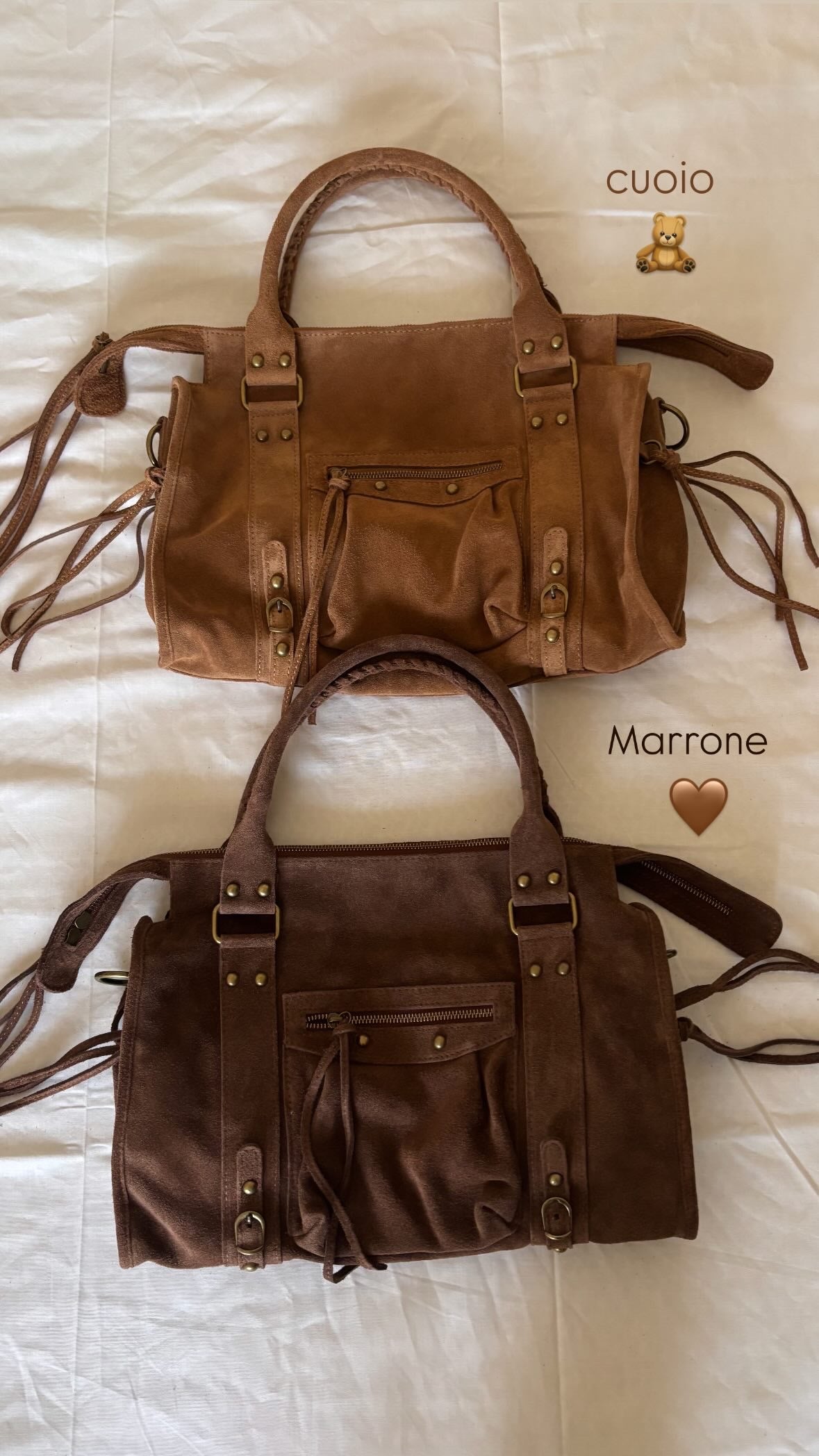 Borsa Gilda Big Suede Marrone