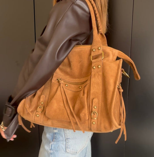 Borsa Gilda Big Suede Cuoio