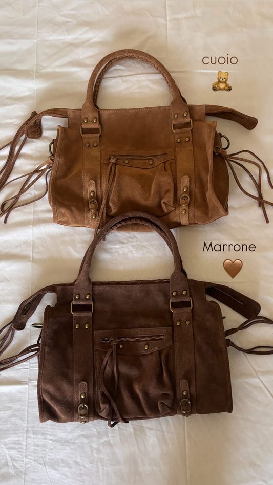 Borsa Gilda Big Suede Cuoio