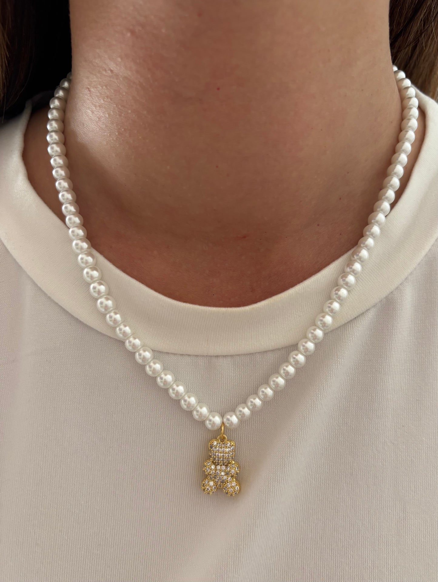 Collana teddy e perle