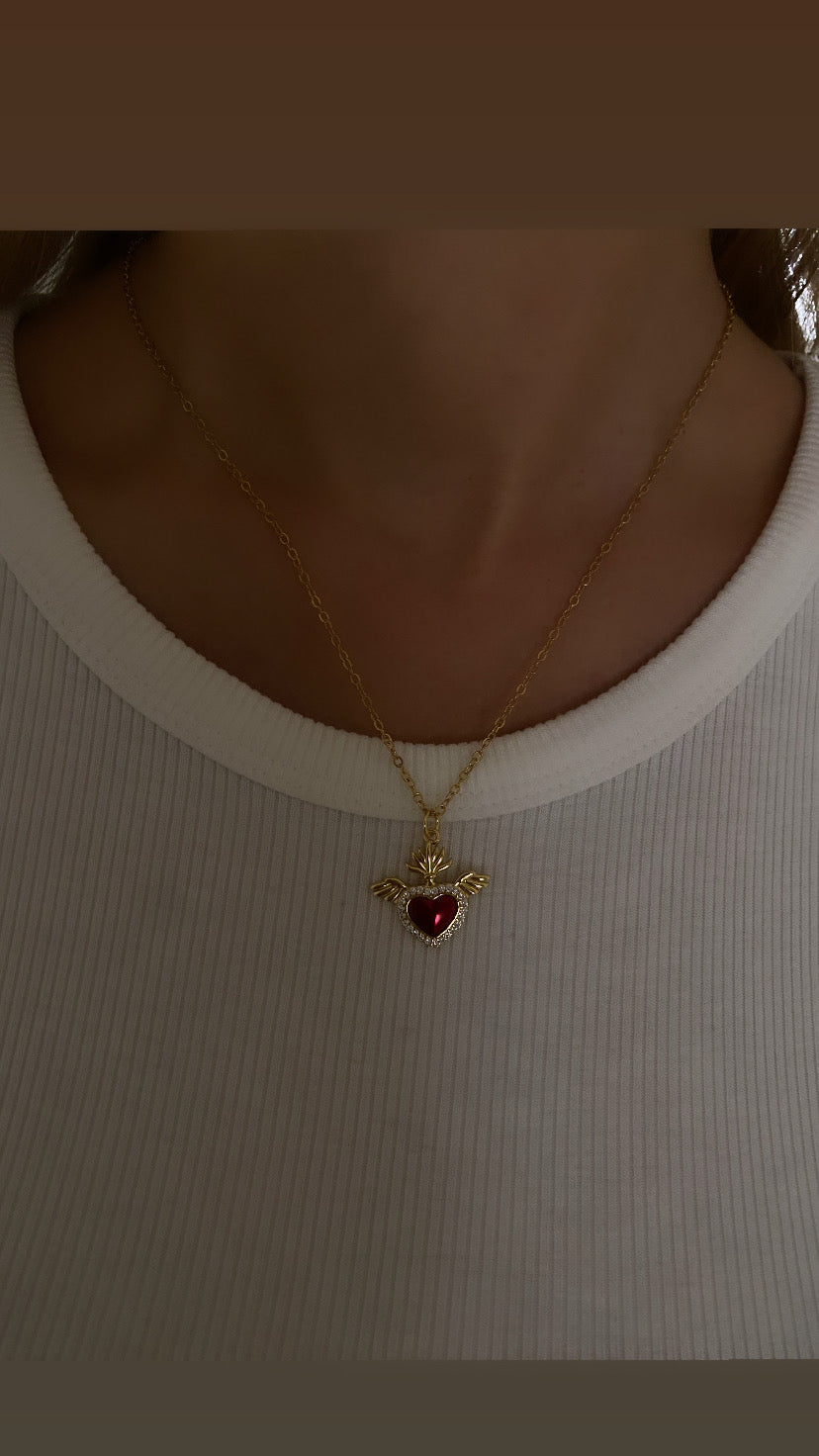 Collana red heart gold